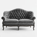 Dwuosobowa sofa Chesterfield z aksamitu, szara, 170 x 85 x 100 cm