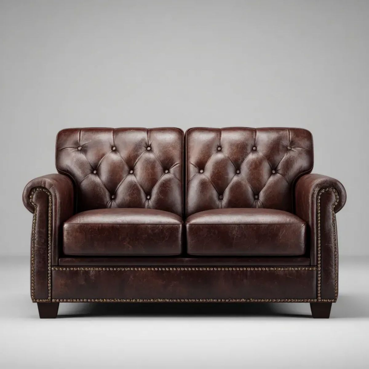 Sofa dwuosobowa brązowa ze skóry syntetycznej PU 160 x 90 x 78 cm