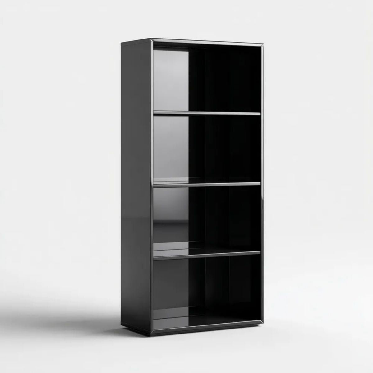 Czarny regał stojący z płyty MDF 80 x 30 x 180 cm, 4 otwarte półki