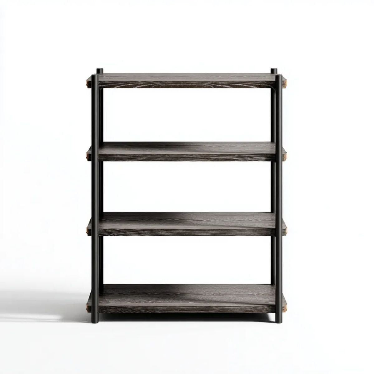 Regał 4-poziomowy czarny z półkami z płyty MDF 60 x 30 x 120 cm