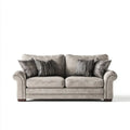 Szara sofa dwuosobowa z poliestru z 4 poduszkami, 180 × 95 × 90 cm
