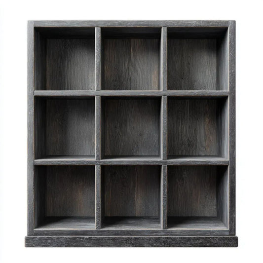 Regał na książki z 9 przegródkami z litego drewna, czarny, 90 × 30 × 100 cm