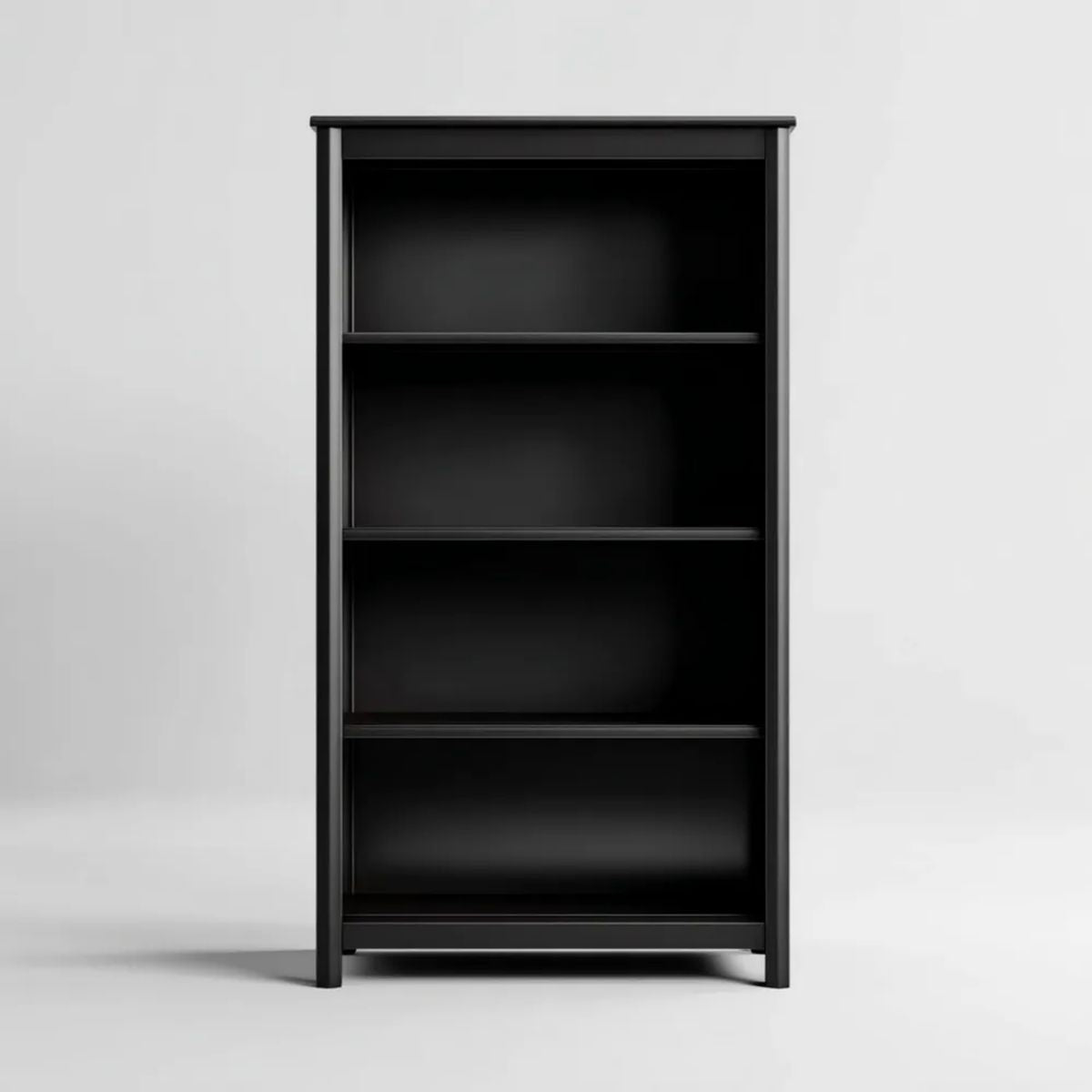 Czarny regał stojący z płyty MDF i stali, 60 × 30 × 120 cm