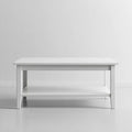Biały stolik kawowy z lakierowanej płyty MDF 120 x 60 x 45 cm z dolną półką
