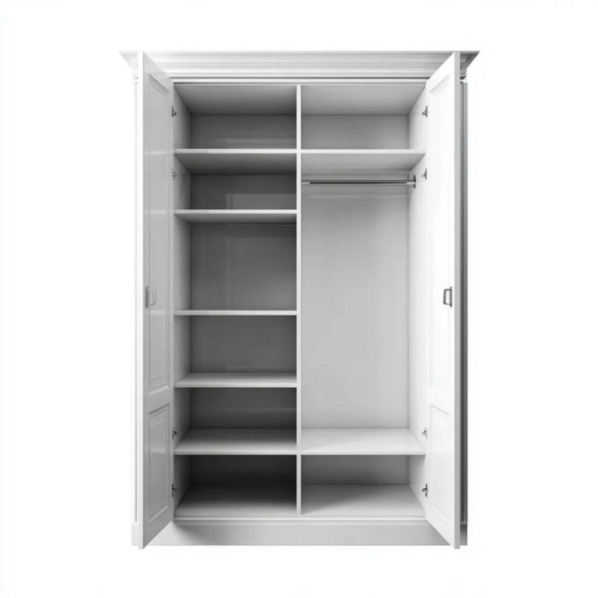 Dwudrzwiowa szafa biała z płyty wiórowej laminowanej i MDF, 100 × 52 × 200 cm