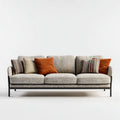 Trzyosobowa sofa szara z tapicerką poliestrową i stalową ramą, 220 x 90 x 83 cm