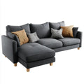 Sofa narożna lewostronna 3-osobowa grafitowa z tapicerką poliestrową 240 × 160 × 85 cm, kształt L