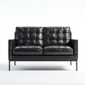 Czarna sofa dwuosobowa ze skóry syntetycznej PU 140 × 80 × 82 cm