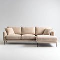 Beżowa sofa narożna z prawostronnym szezlongiem, tkaninowa, 250 × 160 × 85 cm