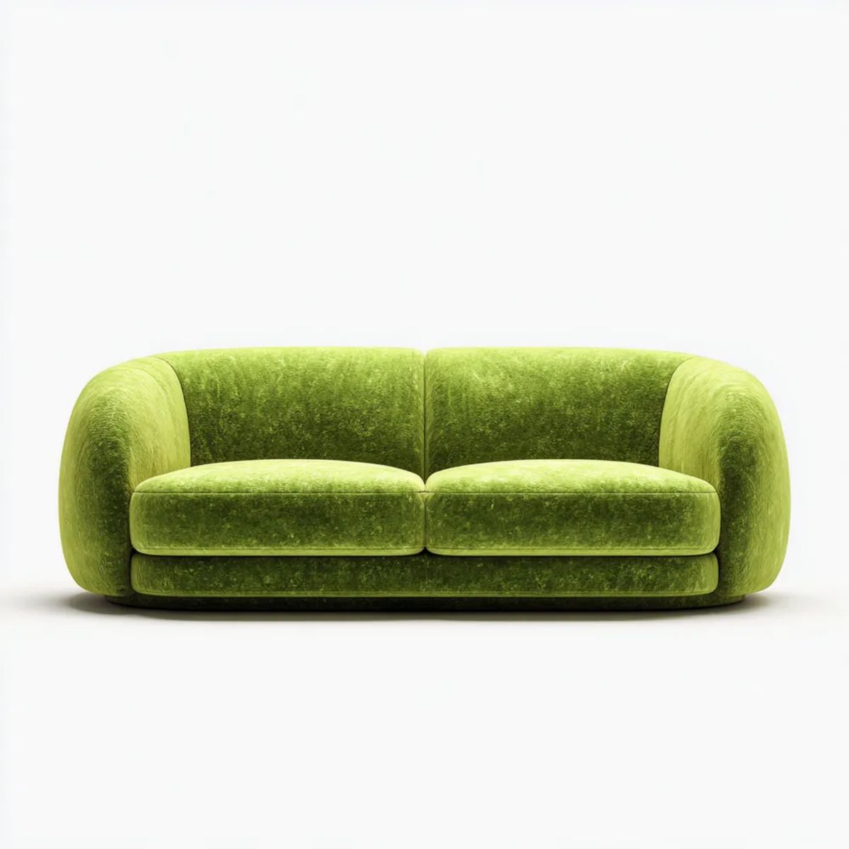 Dwuosobowa sofa z aksamitu poliestrowego, zielona, 180 x 90 x 75 cm, zaokrąglona