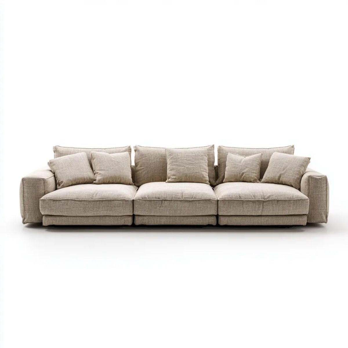 Beżowa modułowa sofa trzyosobowa z tkaniny 300 x 105 x 85 cm