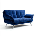 Dwuosobowa sofa z aksamitu poliestrowego, granatowa, 160 x 85 x 86 cm
