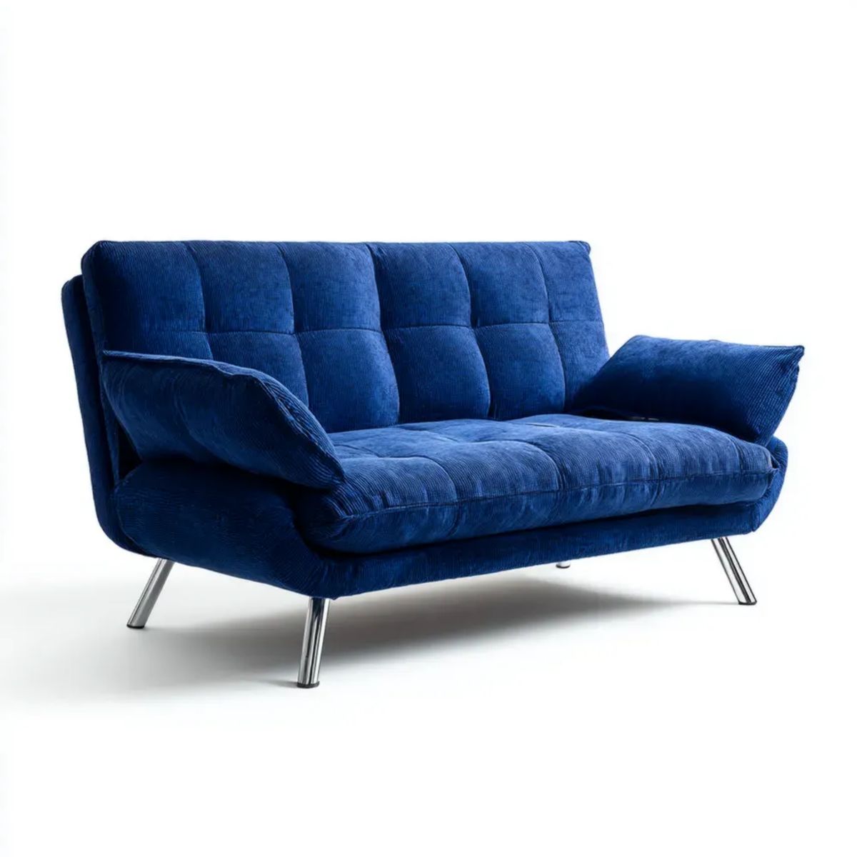 Dwuosobowa sofa z aksamitu poliestrowego, granatowa, 160 x 85 x 86 cm