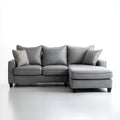 Szara sofa narożna z prawym szezlongiem, tapicerka tkaninowa, 250 × 160 × 85 cm, kształt L