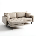 Beżowa sofa narożna w kształcie L z lewym szezlongiem, tapicerka tkaninowa, 230 × 145 × 85 cm