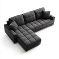 Grafitowa sofa narożna z lewostronnym szezlongiem, poliester, 280 x 170 x 85 cm