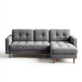3-osobowa sofa narożna w kształcie L z tapicerką poliestrową, szara/brązowa, 210 × 145 × 85 cm
