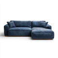 Prawostronna sofa narożna w kształcie L z tkaniny sztruksowej, granatowo-brązowa, 260 × 165 × 85 cm
