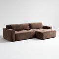 Brązowa sofa narożna z mikrofibry poliestrowej w kształcie L, 250 x 160 x 85 cm