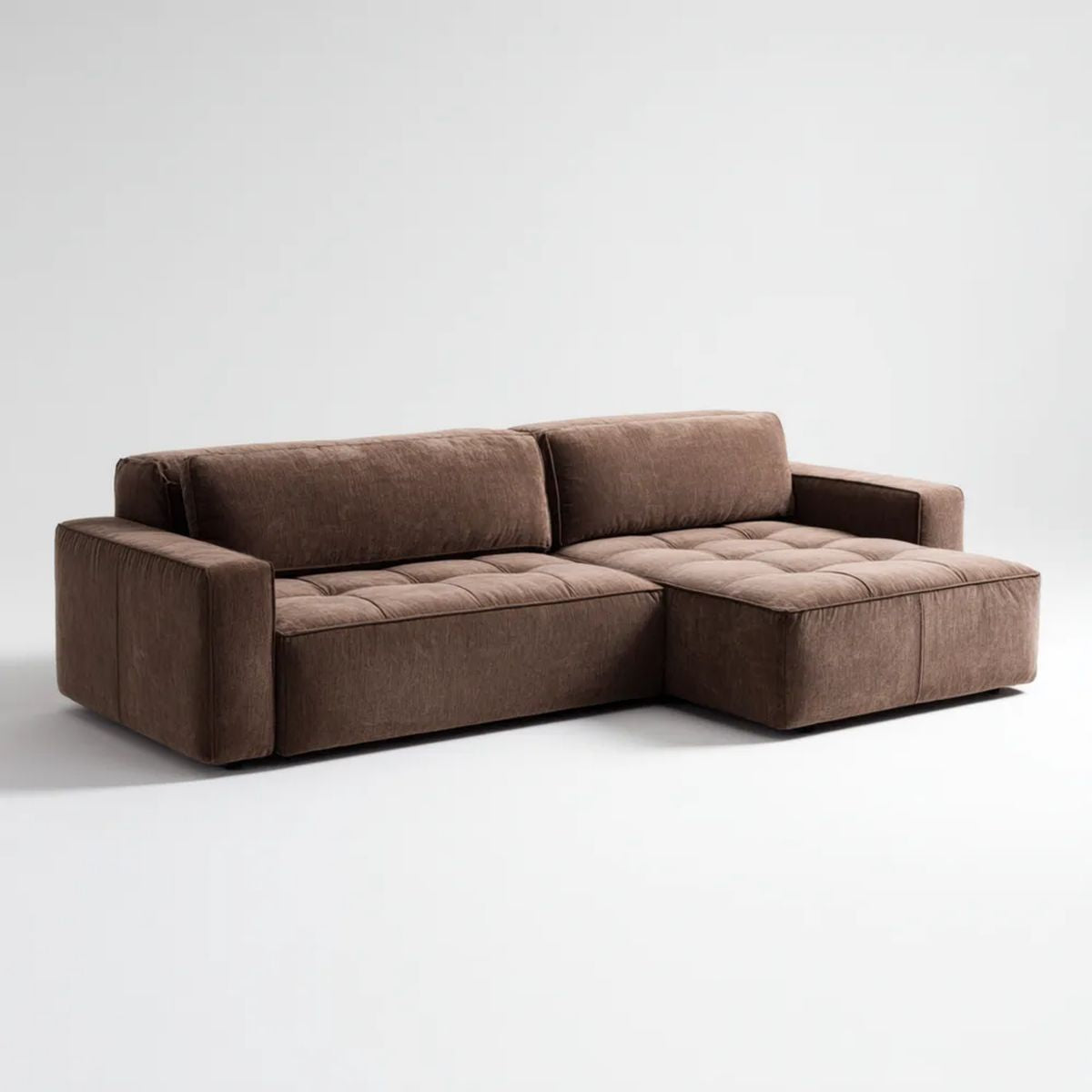 Brązowa sofa narożna z mikrofibry poliestrowej w kształcie L, 250 x 160 x 85 cm