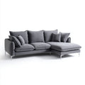 Prawostronna sofa narożna z szezlongiem, szara, tapicerka poliestrowa, 280 × 170 × 85 cm