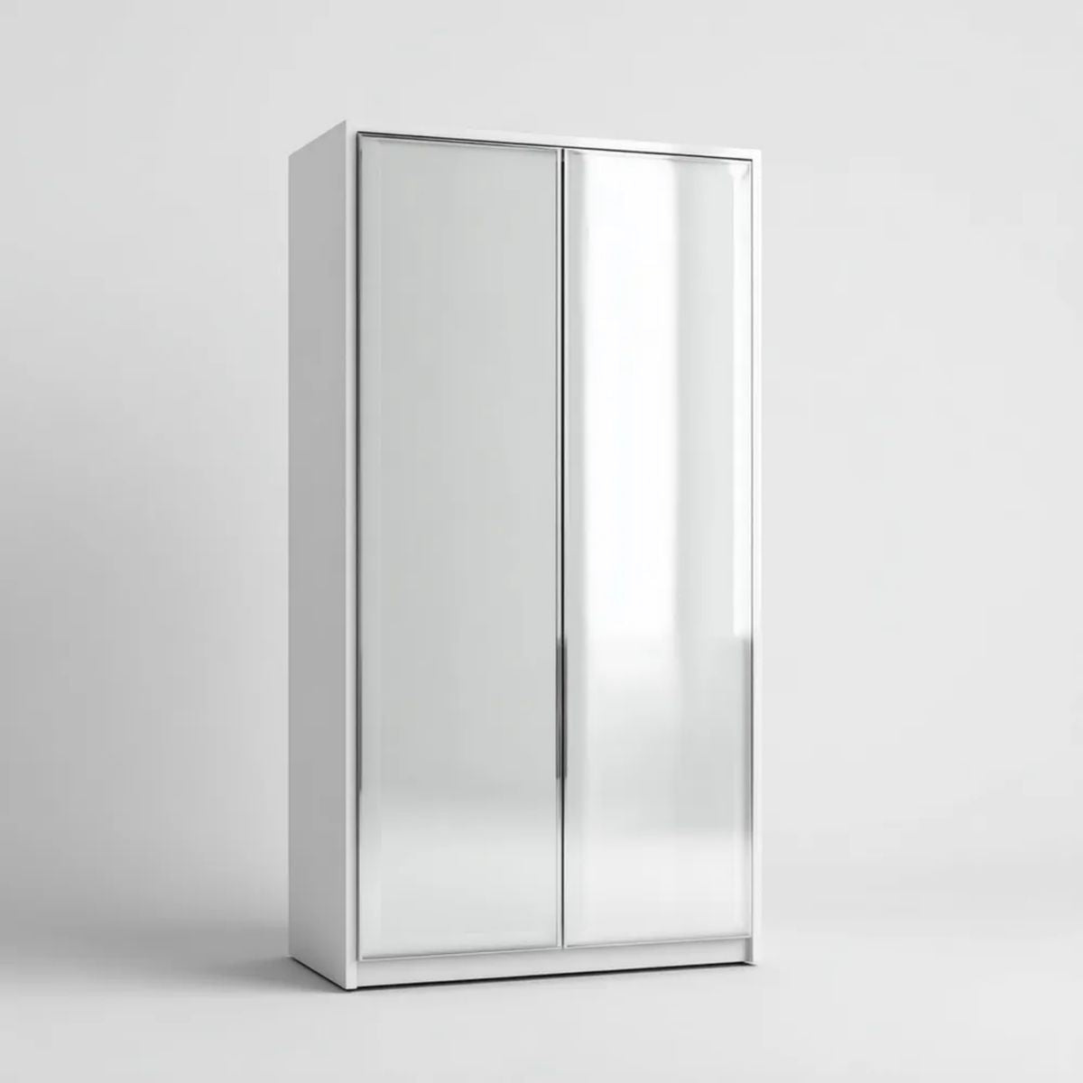 Biała szafa przesuwna z lustrem z płyty wiórowej laminowanej 120 x 60 x 200 cm