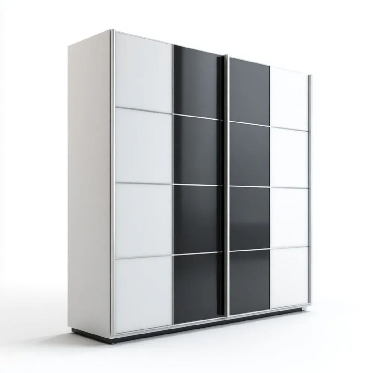 Szafa przesuwna biała/czarna z płyty wiórowej laminowanej 200 × 60 × 215 cm
