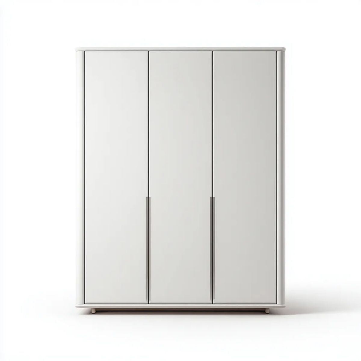 Trzydrzwiowa szafa biała z płyty MDF i aluminium, 150 × 60 × 200 cm
