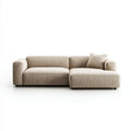 Beżowa sofa narożna z szezlongiem po prawej stronie, tapicerowana poliestrem, 260 × 160 × 82 cm