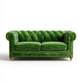 Dwuosobowa sofa Chesterfield zielona, aksamitowa, 170 × 90 × 75 cm