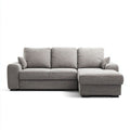 Prawostronna sofa narożna w kształcie L, szara, z tapicerką poliestrową, 250 × 160 × 85 cm