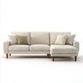 Kremowa sofa narożna w kształcie L z szezlongiem, tapicerowana poliestrem, 270 x 160 x 85 cm