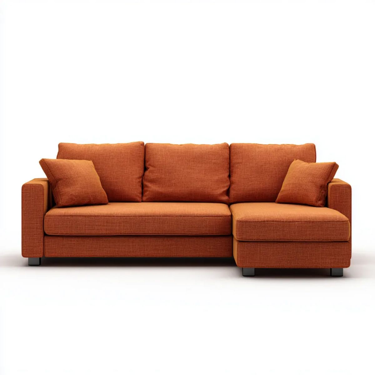 Sofa narożna z prawostronnym szezlongiem w kształcie L, ceglastopomarańczowa, poliester, 250 × 160 × 85 cm