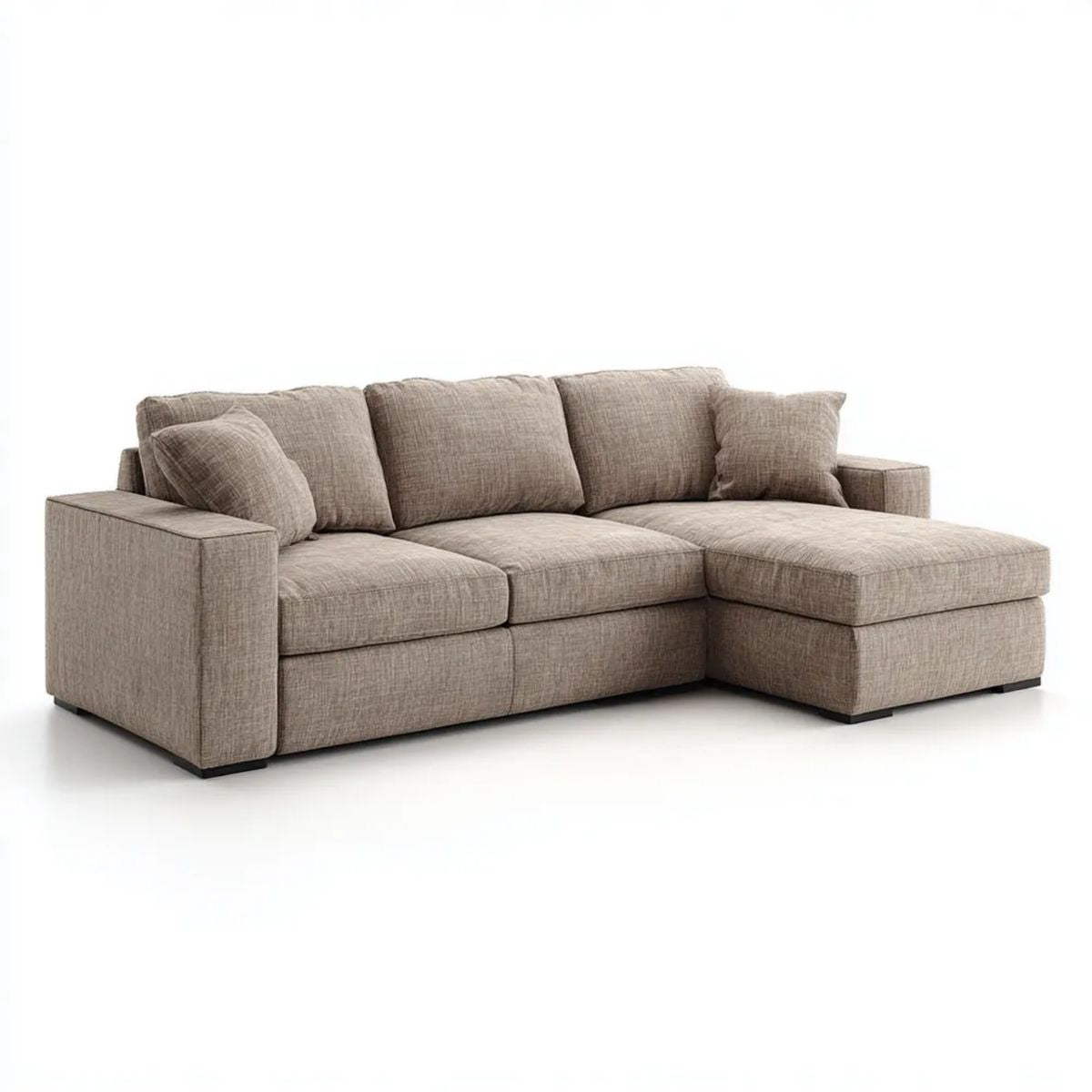 Sofa narożna w kształcie L z prawostronnym szezlongiem, taupe, tapicerowana tkaniną, 250 x 160 x 85 cm