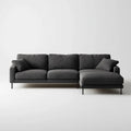 Prawostronna sofa narożna z tkaniny grafitowo-czarna w kształcie L, 250 x 160 x 85 cm