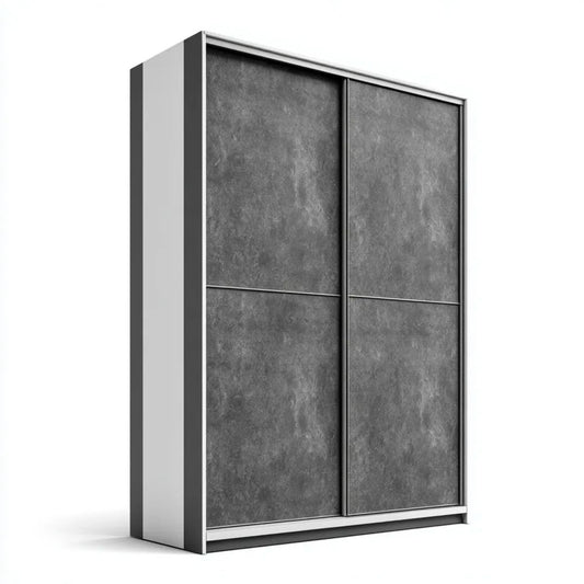 Grafitowa szafa przesuwna z płyty wiórowej laminowanej 150 × 60 × 200 cm