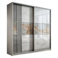 Szafa przesuwna z płyty laminowanej w dekorze marmuru, szara, 200 x 60 x 220 cm